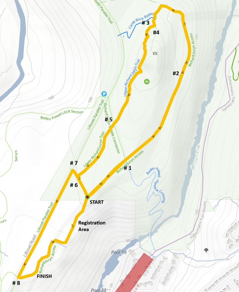 Marshal map showing positions on the course